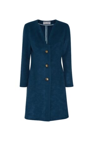 Cappotto blu in lana vergine e cashmere