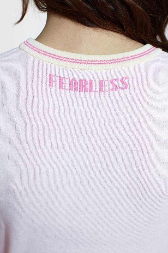 Sleeveless fearless crop top pink 1