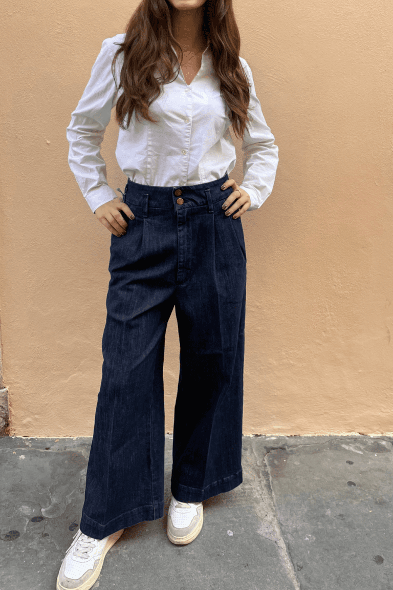 Jeans maxi classic a vita alta con piences